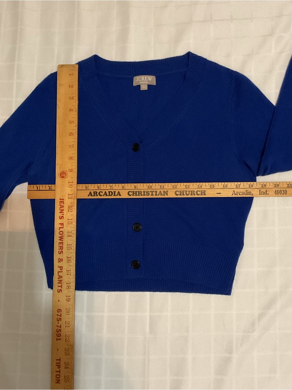 J. Crew 100% Cashmere Lightweight Luxury Cobalt Blue Cropped Cardigan Sweater M - Picture 4 of 16